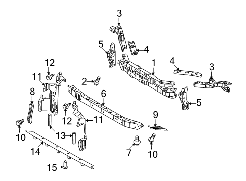 2010 Nissan Cube Radiator Support Bolt Diagram for 01125-01411