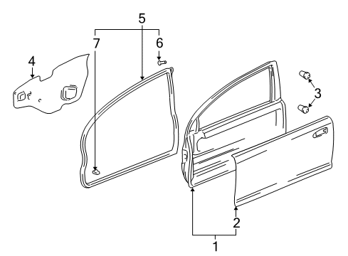 2004 Honda Civic Door & Components Weatherstrip, L. FR. Door Diagram for 72350-S5S-E01