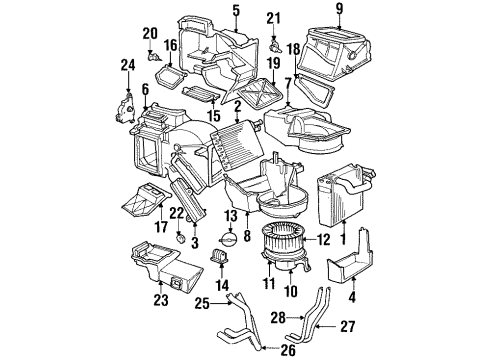 1996 Chrysler Sebring Air Conditioner Hose-Heater Core Diagram for 4662182