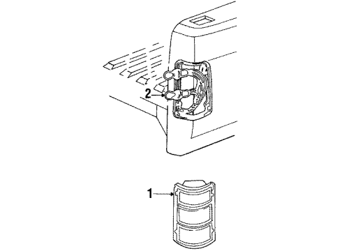 1988 Dodge Dakota Tail Lamps Lamp Asm Tail Stop T/SIG B Diagram for 4482577