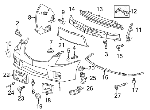 2011 Cadillac CTS Front Bumper Side Retainer Diagram for 20831753