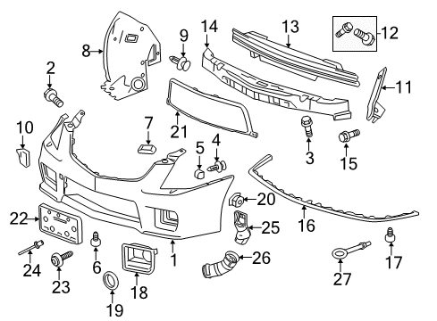 2011 Cadillac CTS Front Bumper Stiffener Retainer Diagram for 11589291