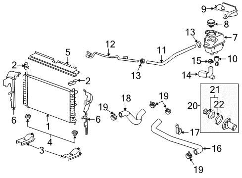 2010 Chevrolet Malibu Radiator & Components Radiator Diagram for 15873468