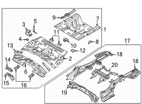 2021 Kia K5 Rear Floor & Rails Panel Assembly-Rear FLOO Diagram for 65511L1000