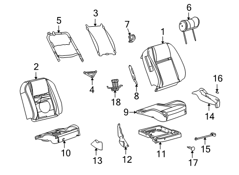 2005 Ford Thunderbird Seat Components Element Diagram for 3W6Z-14D696-BA