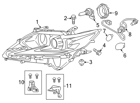 2016 Lexus ES300h Headlamps RETAINER, HEADLAMP Protector Diagram for 81193-33100