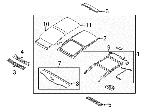 2019 Kia Sportage Roof & Components Panoramaroof Frame Assembly Diagram for 81620D9030