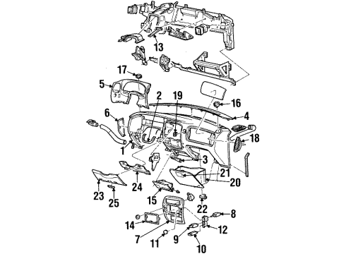 1997 Mercury Mountaineer Instrument Panel Knob Diagram for F2DZ-11666-A