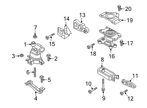 2020 Ford Edge Engine & Trans Mounting Mount Bracket Diagram for K2GZ-6E042-B