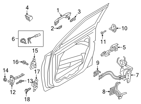 2021 Hyundai Venue Front Door Door Outside Handle Assembly, Left Diagram for 82651-K2000