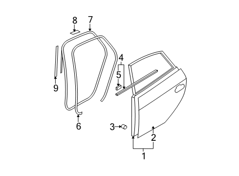 2011 Hyundai Elantra Rear Door Rear Left-Hand Door Module Panel Assembly Diagram for 83471-3X000