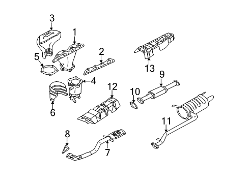 2004 Kia Optima Exhaust Components Gasket-Catalyst Case Diagram for 28535-38150