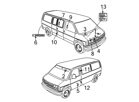 2016 Chevrolet Express 3500 Information Labels Caution Label Diagram for 15836234