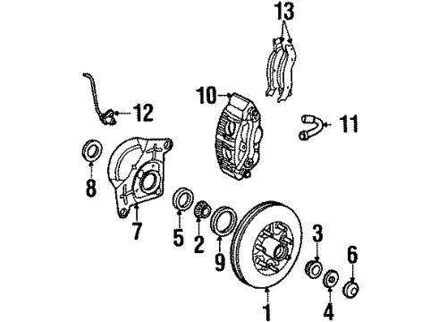 2001 Lincoln Navigator Front Brakes Rotor Diagram for YL1Z-1125-AA