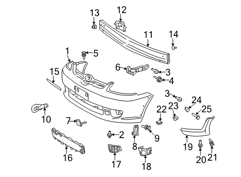 2004 Toyota Echo Front Bumper Reinforce Beam Diagram for 52131-52130