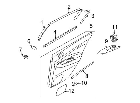 2009 Infiniti G37 Rear Door GARNISH-Rear Door Waist, LH Diagram for 82923-JK92A