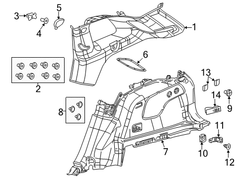 2014 Jeep Cherokee Interior Trim - Quarter Panels Cargo Net Diagram for 1XA48DX9AB