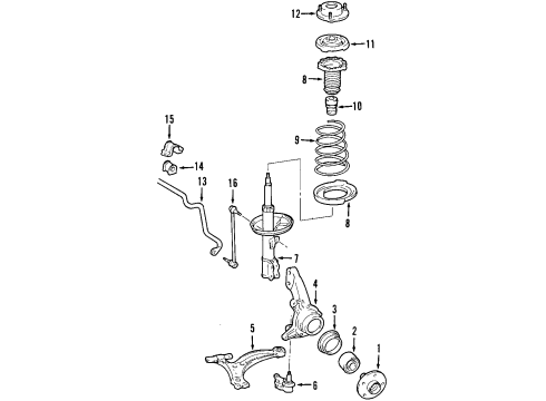 2000 Lexus RX300 Front Suspension Components, Lower Control Arm, Stabilizer Bar Knuckle, Steering, RH Diagram for 43211-33070