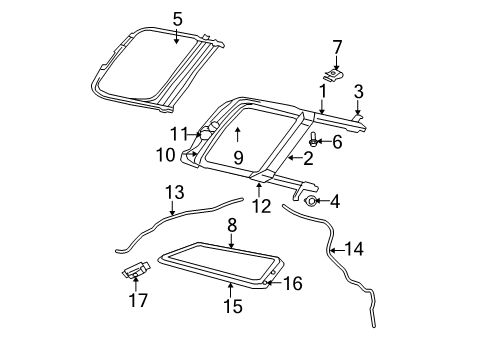 2008 Dodge Caliber Sunroof Channel-SUNROOF Drain Diagram for 68019472AA