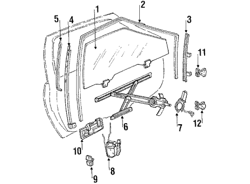 1991 Honda Prelude Glass - Door Handle Assy., Regulator *NH167L* (GRAPHITE BLACK) Diagram for 75330-SB0-004ZJ