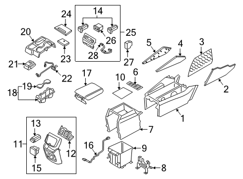 2019 Hyundai Santa Fe Console Cup Holder Assembly Diagram for 84670-S2000-4X