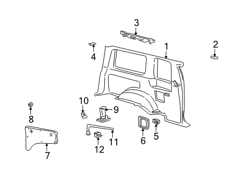 2001 Ford Explorer Sport Interior Trim - Quarter Panels Quarter Trim Panel Diagram for XL2Z-9831013-AAA