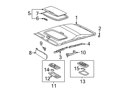 2003 Toyota Corolla Interior Trim - Roof Sunshade Diagram for 63306-02051-E0