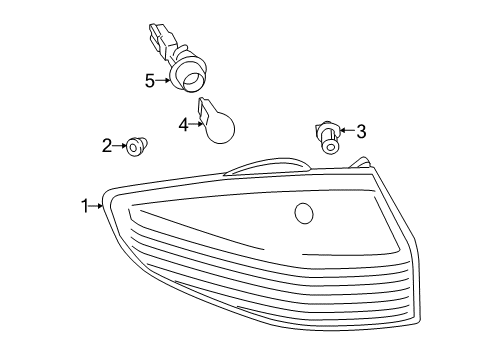 2015 Ford Fiesta Bulbs Tail Lamp Assembly Diagram for D2BZ-13405-B