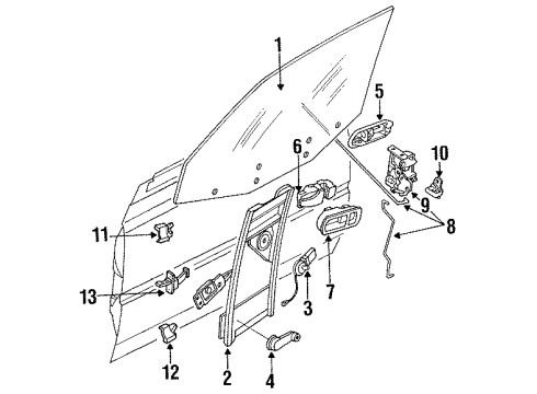 1990 Nissan 240SX Door Glass & Hardware, Lock & Hardware Front Left Door Lock Actuator Diagram for 80501-40F00