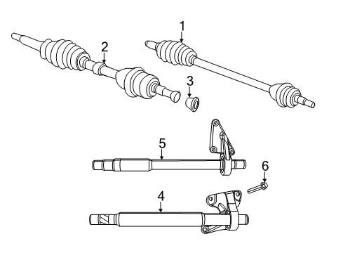 2012 Chrysler 200 Drive Axles - Front Intermediate Shaft Diagram for 52123578AA