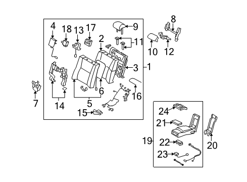 2010 Lexus LS460 Rear Seat Components Rear Seat Back Cover Sub-Assembly, Left (For Separate Type) Diagram for 71078-50B60-A8
