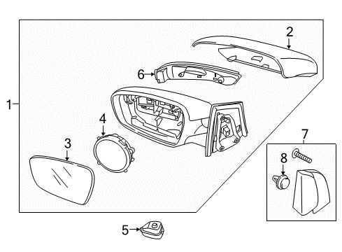 2016 Kia Forte Koup Outside Mirrors Outside Rear Mirror & Holder, Right Diagram for 87621A7340