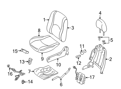 2006 Ford Escape Heated Seats Seat Cushion Pad Diagram for 5L8Z-78632A23-AC