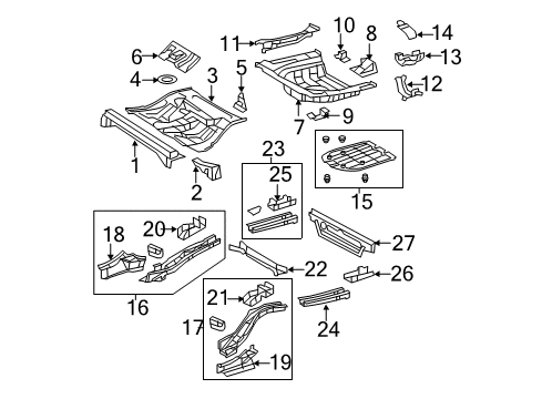 2009 Toyota Camry Rear Body - Floor & Rails Inner Reinforcement Diagram for 58027-07010