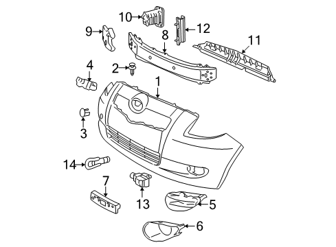 2007 Toyota Yaris Front Bumper Side Support Diagram for 52535-52060