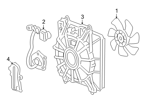 2009 Honda CR-V A/C Condenser Fan Protector, Fan Motor Diagram for 38619-PPD-003
