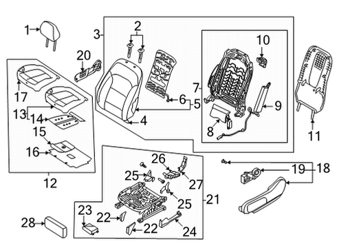 2022 Hyundai Ioniq 5 Driver Seat Components HEATER-FRONT SEAT BACK Diagram for 88370-GI200