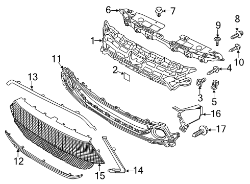 2019 Toyota Yaris Grille & Components Upper Grille Diagram for 53111-WB002