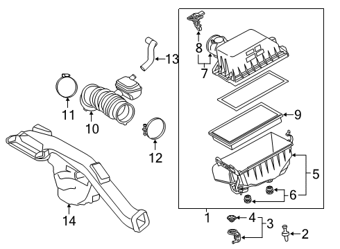 2019 Lexus ES300h Filters Inlet Assembly, Air CLEA Diagram for 17750-25060
