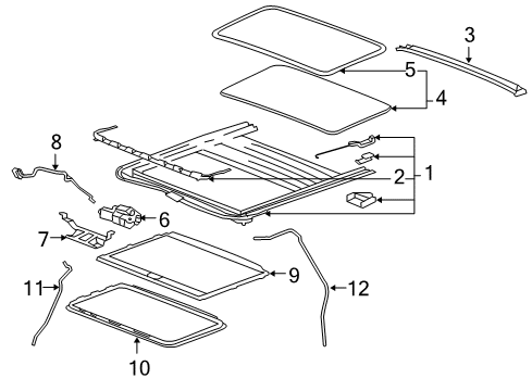 2012 GMC Sierra 1500 Sunroof Hose Asm-Sun Roof Housing Front Drain Diagram for 25841314