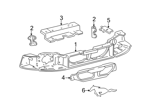 2003 Ford Mustang Front Panel Cover Diagram for 2R3Z-8C299-AAA