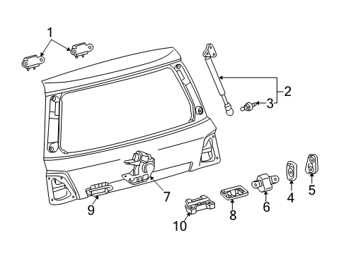 2015 Toyota Land Cruiser Lift Gate Support Cylinder Diagram for 68960-69145