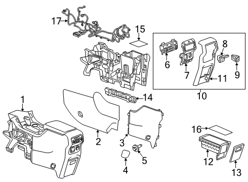 2018 GMC Acadia Center Console Rear Panel Diagram for 84386126
