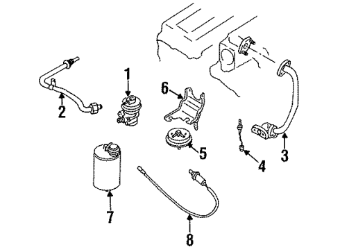 1997 Nissan Sentra Emission Components CANISTER Assembly-EVAPORATION Diagram for 14950-88Y20