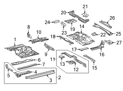 2019 Toyota Tacoma Cab - Floor Front Floor Pan Diagram for 58111-04460