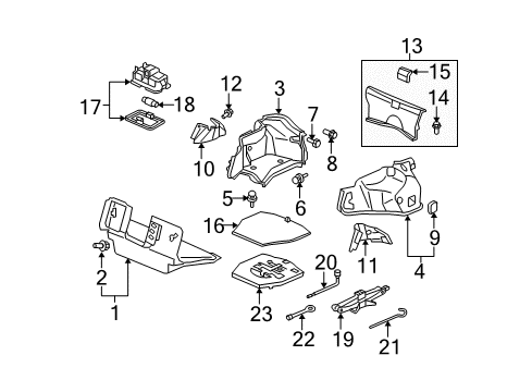 2014 Acura TL Interior Trim - Rear Body Jack Assembly, Pantograph Diagram for 89310-SFE-003