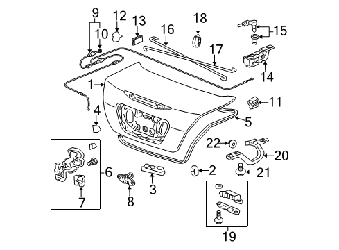 2007 Honda Accord Trunk Lid Cable, Trunk & Fuel Lid Diagram for 74880-SDA-407