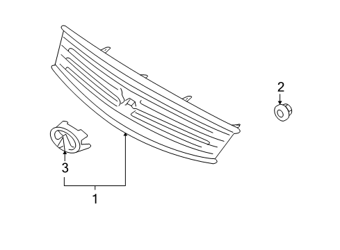 2015 Infiniti Q60 Grille & Components Radiator Grille Emblem Diagram for 62890-JL00A