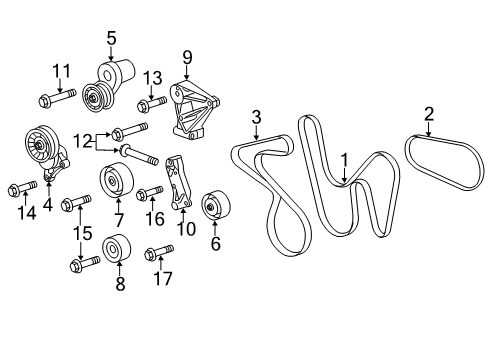 2009 Cadillac CTS Belts & Pulleys Serpentine Tensioner Diagram for 12577652