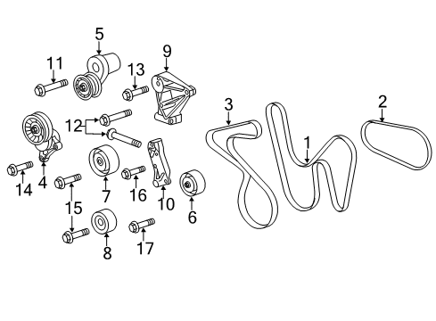 2009 Cadillac CTS Belts & Pulleys Alternator Belt Diagram for 12621991